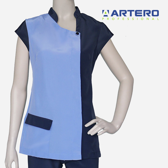아테로 브리지트 스카이블루 상의 여성용 W521_W523 애견 미용 의류 미용복 유니폼 가운